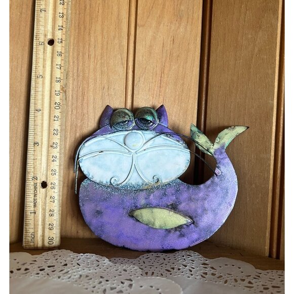 Source Unknown Art Metal Cheshire Cat Mermaid Wall Art Decor Purple